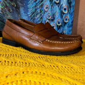 Bass Size 9.5 Brown Leather Slip On Dress Shoes